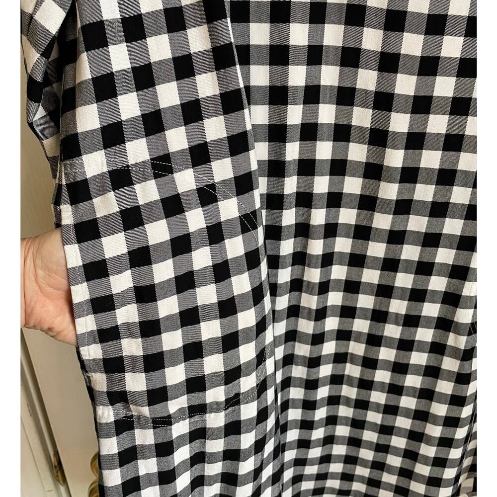 J. Jill Gingham Plaid Tunic Dress Pockets Sz M Black White Cottagecore Preppy - Picture 5 of 11